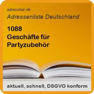 Firmenadressen Liste Geschäfte für Partyzubehör