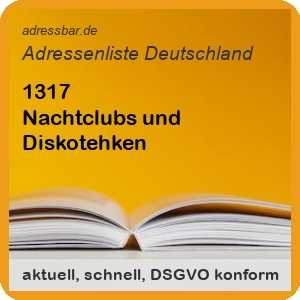 Firmenadressen Liste Nachtclubs und Diskotehken