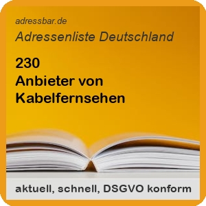 Firmenadressen Liste Anbieter von Kabelfernsehen