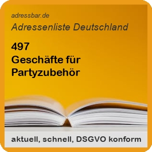Firmenadressen Liste Geschäfte für Partyzubehör